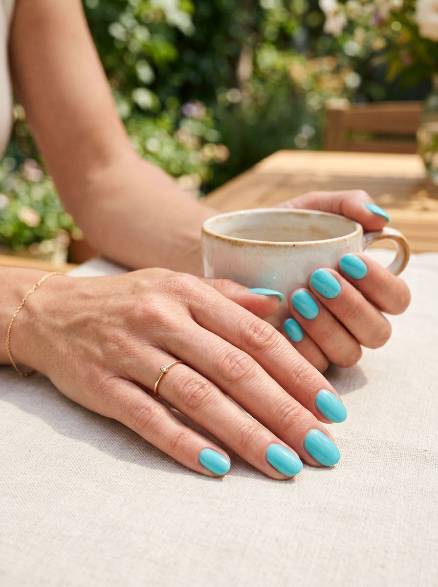 Aqua Blue Nagel Farbe